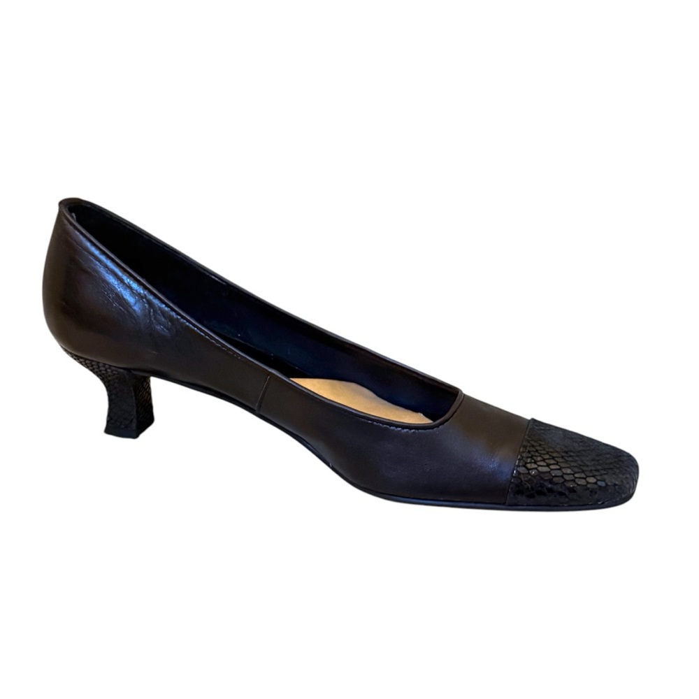 Vaneli Rickie Leather Slip On Flats Pointed Snakeskin Toe Black Size‎ 7.5 Slim